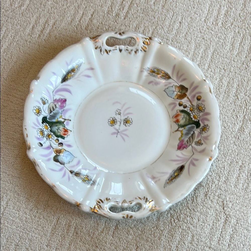 Vintage unmarked antique Floral Porcelain Serving Plate